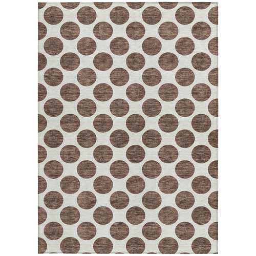 5' X 8' Brown And Ivory Polka Dot Washable Indoor Outdoor Area Rug