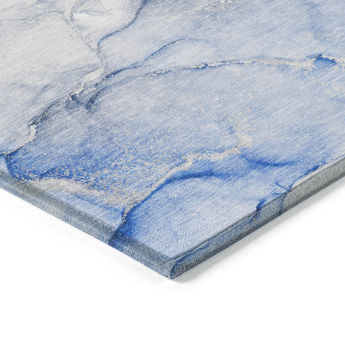 2' X 3' Navy Blue Abstract Washable Non Skid Indoor Outdoor Area Rug