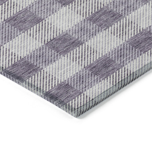 5' X 8' Lavender And Ivory Plaid Washable Indoor Outdoor Area Rug