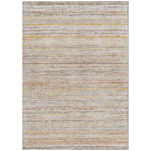 5' X 8' Terra Cotta Striped Washable Indoor Outdoor Area Rug