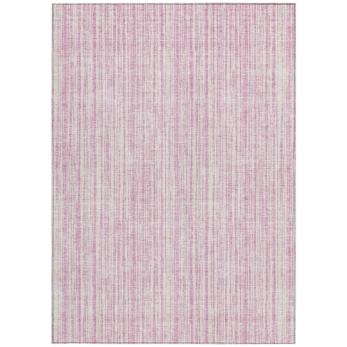 5' X 8' Pink And Ivory Striped Washable Indoor Outdoor Area Rug