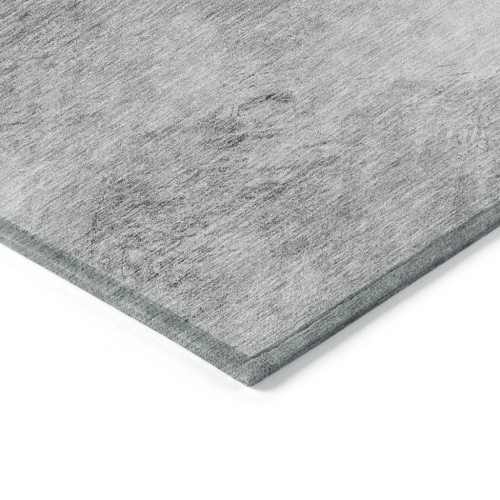 3' X 5' Silver Gray And Ivory Abstract Washable Indoor Outdoor Area Rug