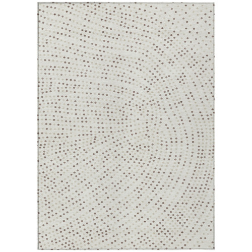 3' X 5' Ivory And Brown Polka Dot Washable Indoor Outdoor Area Rug