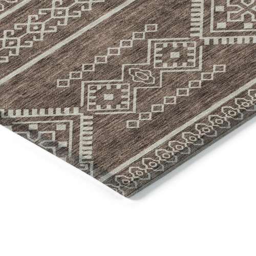 5' X 8' Brown And Ivory Southwestern Washable Indoor Outdoor Area Rug