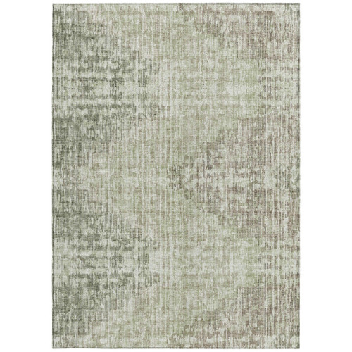 5' X 8' Fern Green And Ivory Geometric Washable Indoor Outdoor Area Rug