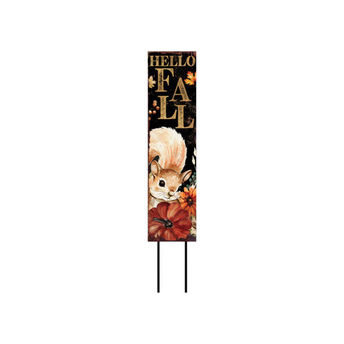 42" Black Gold And Orange Solid Wood Halloween Reversible Garden Stake