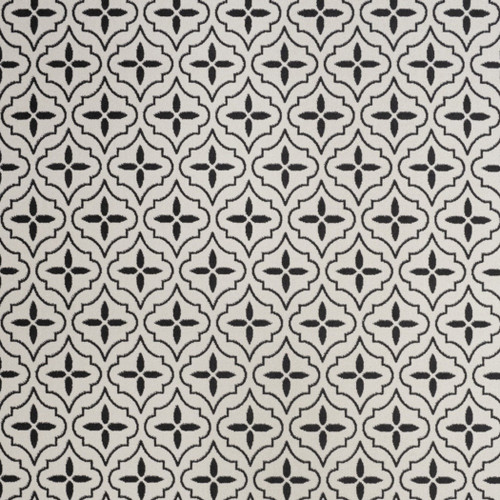 5' X 7' Ivory And Black Geometric Indoor Outdoor Area Rug