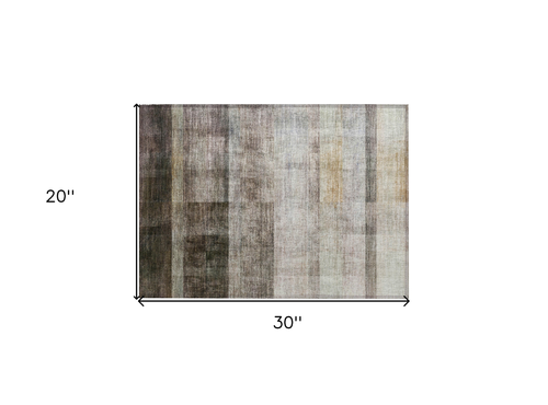2' X 3' Brown Ombre Washable Non Skid Indoor Outdoor Area Rug