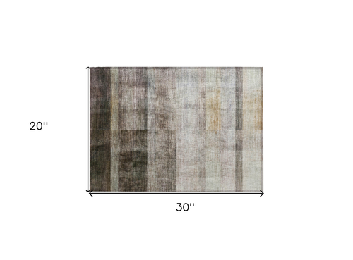 2' X 3' Brown Ombre Washable Non Skid Indoor Outdoor Area Rug