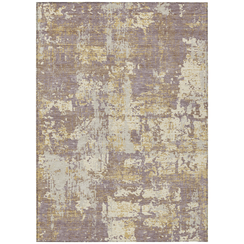 3' X 5' Lavender Gold And Beige Abstract Washable Indoor Outdoor Area Rug