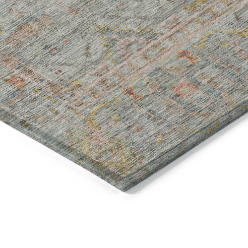 5' X 8' Taupe Terra Cotta And Tan Floral Washable Indoor Outdoor Area Rug