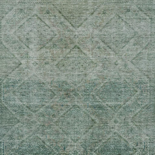 5' X 8' Teal Blue And Ivory Geometric Washable Indoor Outdoor Area Rug