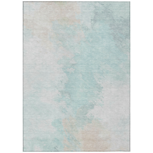 3' X 5' Pale Aqua Beige And Ivory Abstract Washable Indoor Outdoor Area Rug