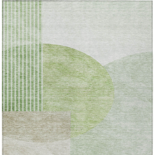 3' X 5' Olive Green And Artichoke Green Geometric Washable Indoor Outdoor Area Rug