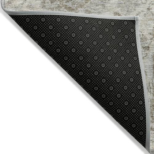 3' X 5' Ivory Brown And Gray Damask Washable Indoor Outdoor Area Rug