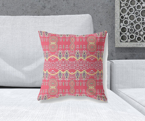 18" x 18" Red Blown Seam Paisley Indoor Outdoor Throw Pillow Decor
