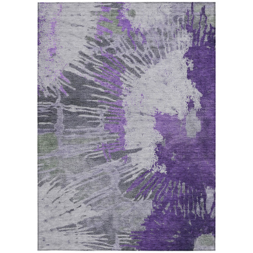 5' X 8' Purple Lilac And Eggplant Abstract Washable Indoor Outdoor Area Rug