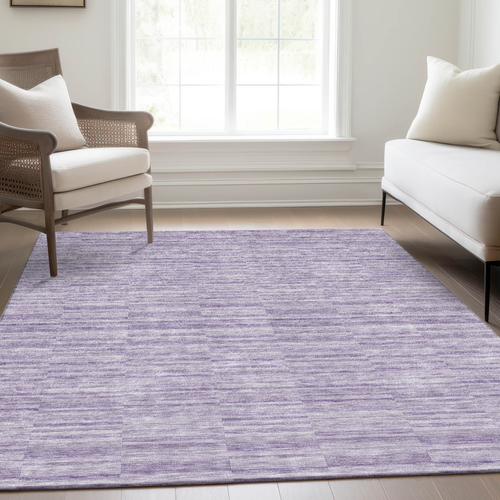 5' X 8' Plum And Purple Striped Washable Indoor Outdoor Area Rug