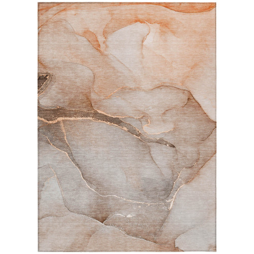 3' X 5' Taupe Abstract Washable Non Skid Indoor Outdoor Area Rug