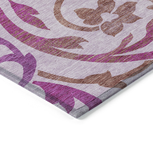 5' X 8' Lavender Blush And Purple Floral Washable Indoor Outdoor Area Rug