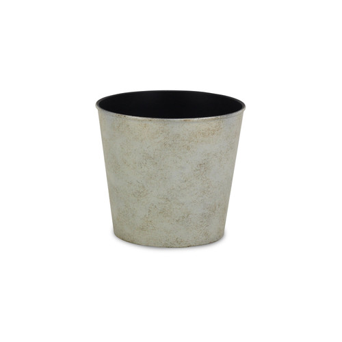7" Silver Recycled Plastic Indoor Outdoor Round Pot Planter