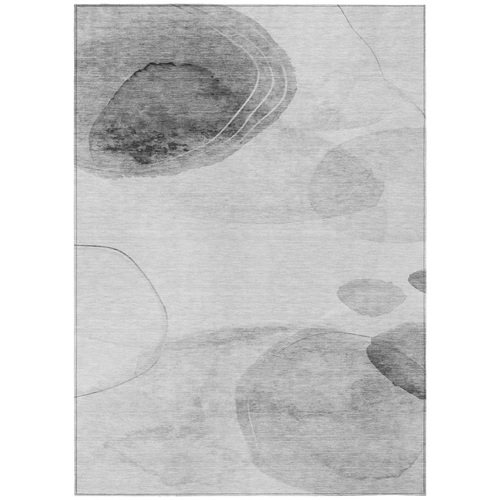 3' X 5' Gray and Light Gray Abstract Washable Non Skid Indoor Outdoor Area Rug