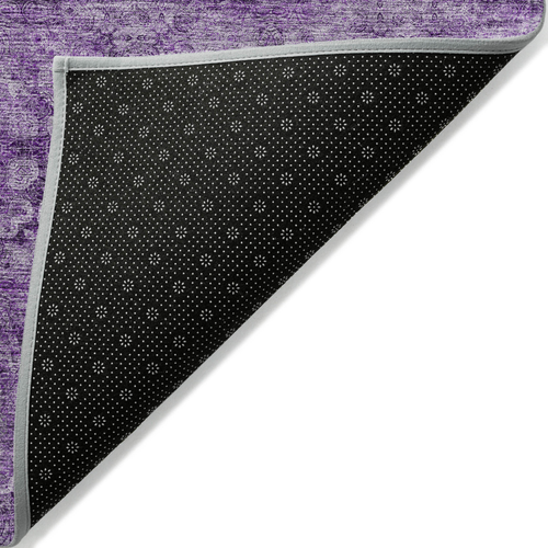 2' X 3' Eggplant Floral Medallion Washable Non Skid Indoor Outdoor Area Rug