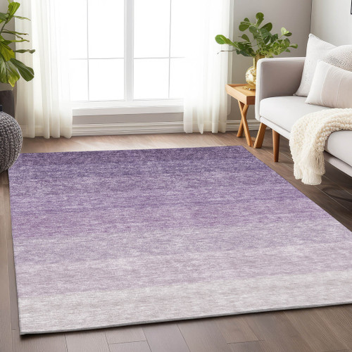 5' X 8' Purple And Lavender Ombre Washable Indoor Outdoor Area Rug