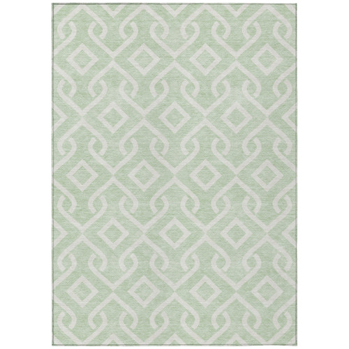 3' X 5' Mint Green And Ivory Geometric Washable Indoor Outdoor Area Rug