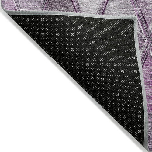 3' X 5' Merlot Purple And Lavender Geometric Washable Indoor Outdoor Area Rug
