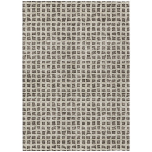 5' X 8' Brown Taupe And Ivory Geometric Washable Indoor Outdoor Area Rug