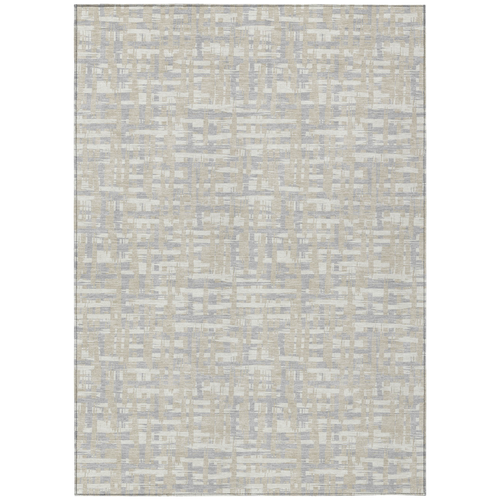 5' X 8' Beige And Gray Abstract Washable Indoor Outdoor Area Rug