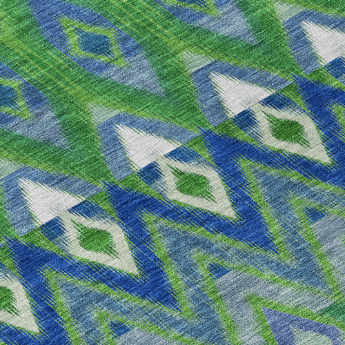 3' X 5' Green And Blue Southwestern Washable Indoor Outdoor Area Rug