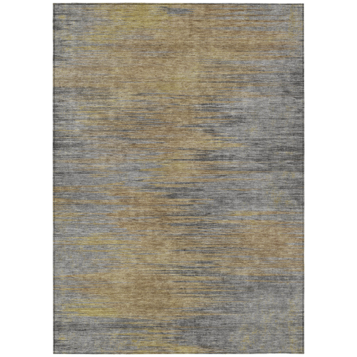 3' X 5' Brown Gold And Taupe Abstract Washable Indoor Outdoor Area Rug