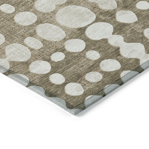 5' X 8' Taupe And Ivory Abstract Washable Indoor Outdoor Area Rug