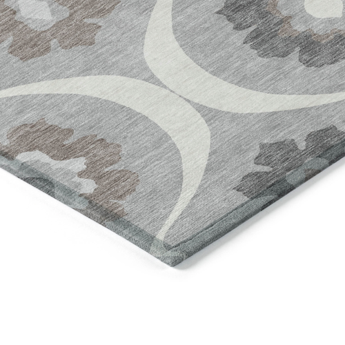 3' X 5' Gray Charcoal And Brown Medallion Washable Indoor Outdoor Area Rug
