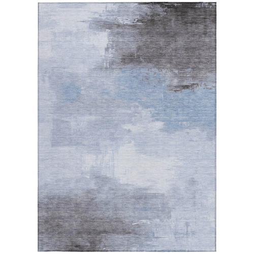 3' X 5' Sky Blue Gray And Ivory Abstract Washable Indoor Outdoor Area Rug