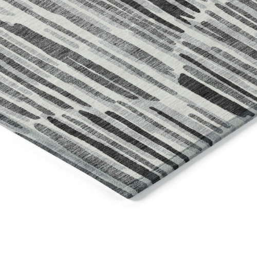 3' X 5' Gray Ivory And Charcoal Abstract Washable Indoor Outdoor Area Rug