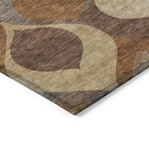 5' X 8' Copper Beige And Taupe Ogee Washable Indoor Outdoor Area Rug