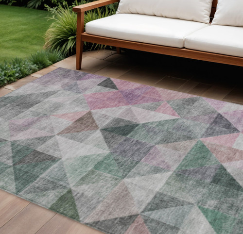 Geometric Washable Indoor Outdoor Area Rug