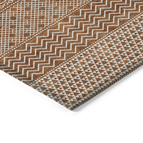 3' X 5' Orange And Ivory Chevron Washable Indoor Outdoor Area Rug