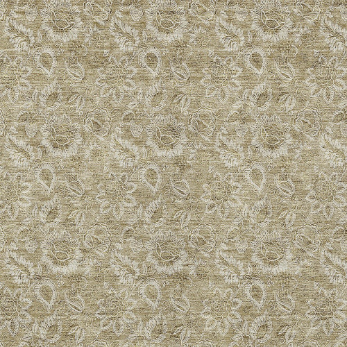3' X 5' Beige Taupe And Brown Floral Washable Indoor Outdoor Area Rug
