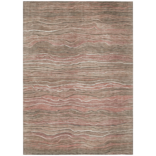 5' X 8' Brown And Copper Abstract Washable Indoor Outdoor Area Rug