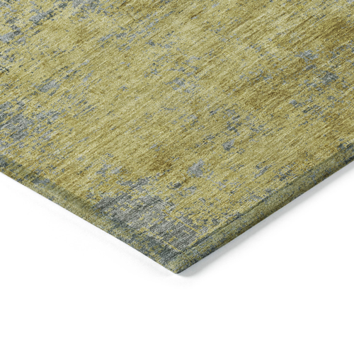 3' X 5' Gold Green And Gray Abstract Washable Indoor Outdoor Area Rug
