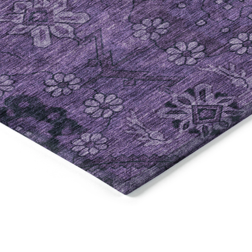 5' X 8' Eggplant Purple And Plum Floral Washable Indoor Outdoor Area Rug