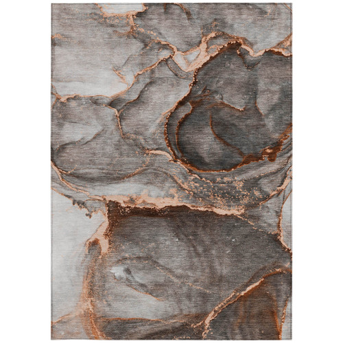 3' X 5' Peach Abstract Washable Non Skid Indoor Outdoor Area Rug