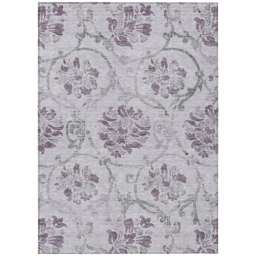 3' X 5' Lavender Purple And Gray Floral Washable Indoor Outdoor Area Rug