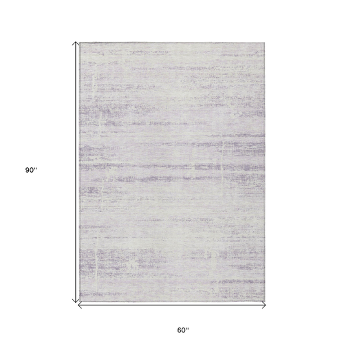 5' X 8' Lavender Purple And Ivory Abstract Washable Indoor Outdoor Area Rug