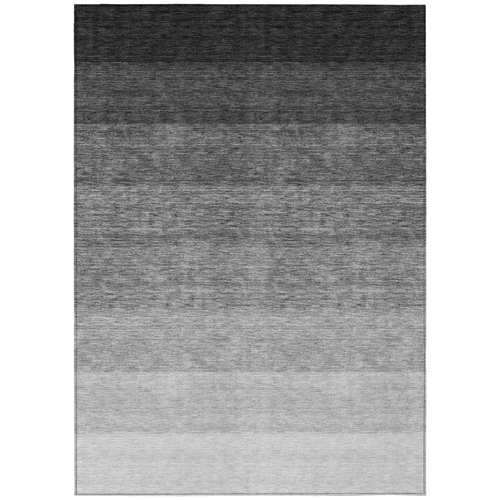 5' X 8' Black And Ivory Ombre Washable Indoor Outdoor Area Rug