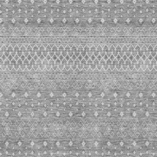 5' X 8' Silver Gray And Ivory Tribal Washable Indoor Outdoor Area Rug